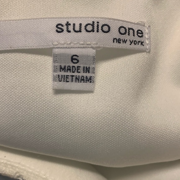 Studio One New York A Line Dress Tea Party Sleeveless white and Blue Floral Sz 6 - Picture 9 of 9